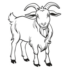 Hand-drawn Goat Illustration - Black and White Line Art
