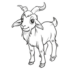 Hand-drawn Goat Illustration - Black and White Line Art