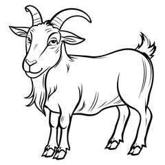 Hand-drawn Goat Illustration - Black and White Line Art