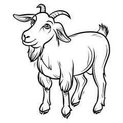 Hand-drawn Goat Illustration - Black and White Line Art