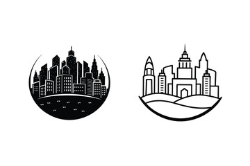 Obraz premium Cityscape Logo Designs Modern Urban Skyline Illustrations
