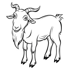 Hand-drawn Goat Illustration - Black and White Line Art