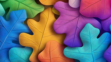 Obraz premium Colorful Autumn Oak Leaves Pattern. (56)