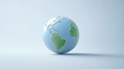 Fototapeta premium Stunning blue and green globe on white background, a symbol of global connectivity international relations