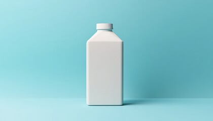 Milk bottle mockup on blue background. 3d rendering.