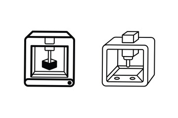 3D Printing Technology Two Simple Line Art Illustrations