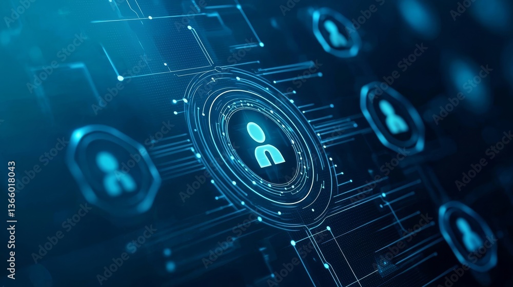Poster cybersecurity lock on circuit board, protecting data in the digital age closeup