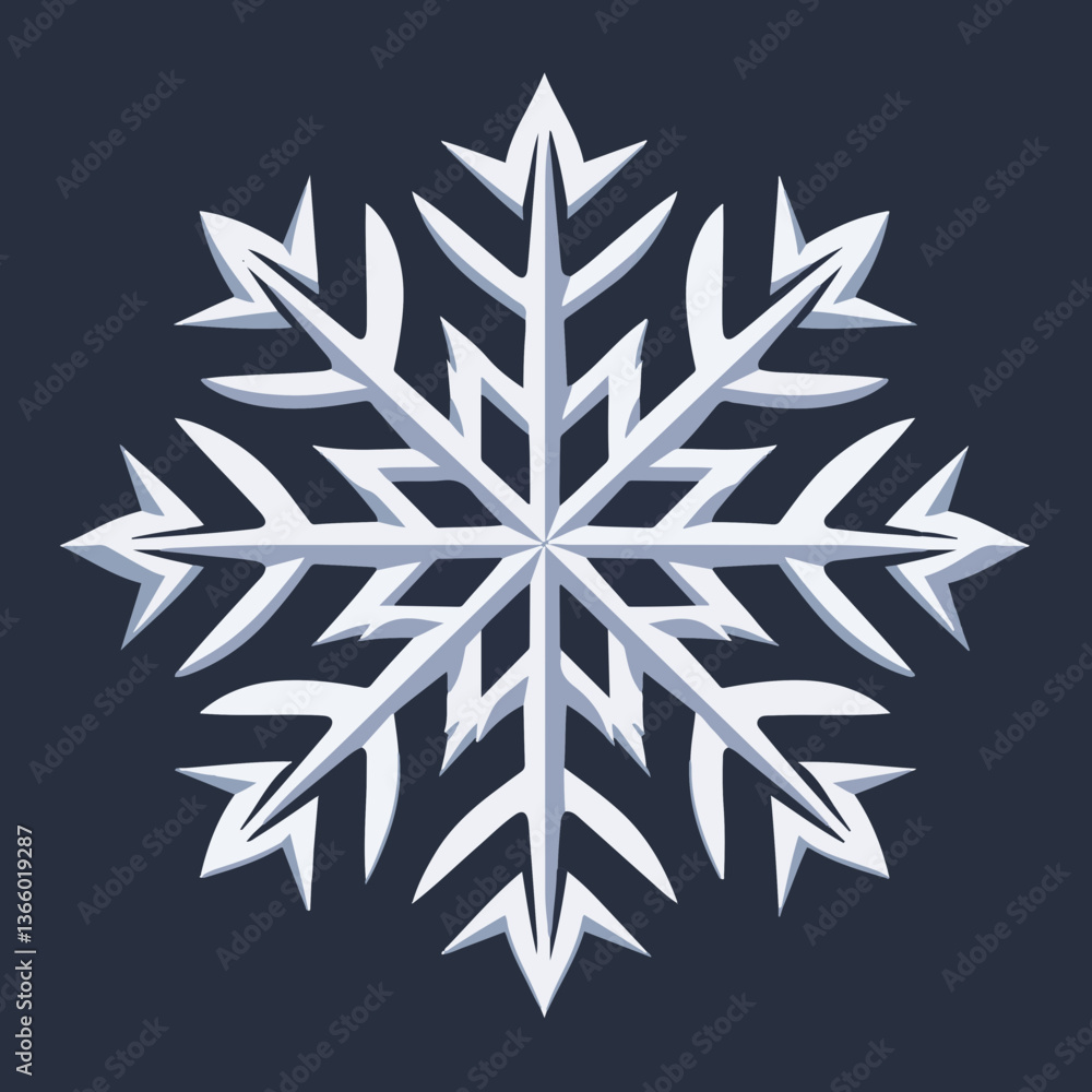Poster snowflake design in a minimalist style on a dark background
