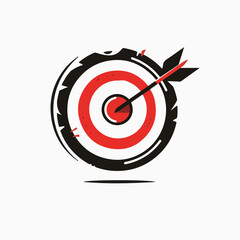 Target with Arrow Hitting Bullseye in Minimalist Style  
