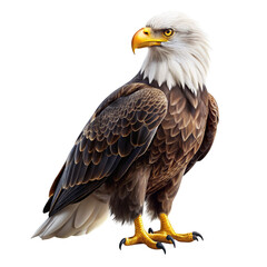 Obraz premium Bald eagle standing symbol isolated on transparent background 