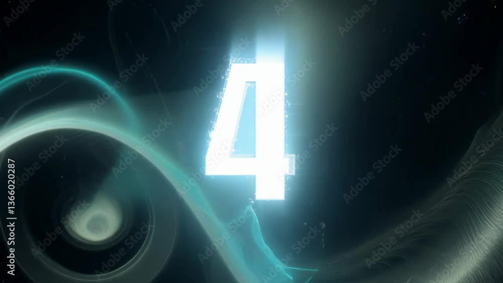 Aufkleber the number 4 is shown in a green and blue color. it is surrounded by a circle and has a white number