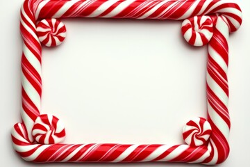 Fototapeta premium A vibrant red and white striped frame reminiscent of Christmas candy canes.