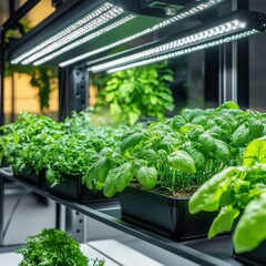 Botanical image of cultivated plants thriving in a greenhouse environment.