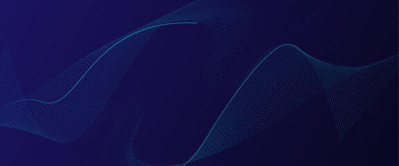 Dark abstract background with glowing wave. Shiny moving lines design element. 