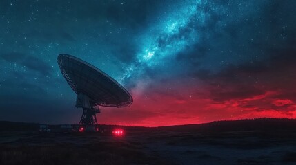 Cosmic Whispers: A Radio Telescope Amidst the Galactic Glow of Milky Way 