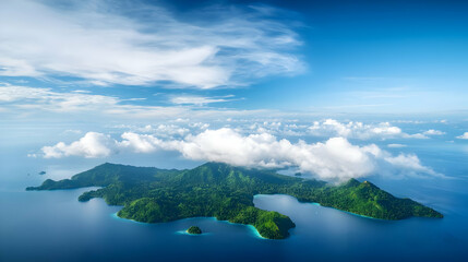 Fototapeta premium Aerial View Of Tropical Island Paradise