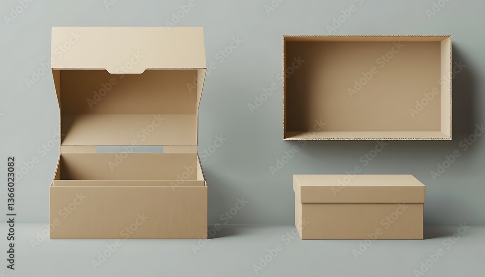 Poster cardboard box on a light background. 3d rendering mock up