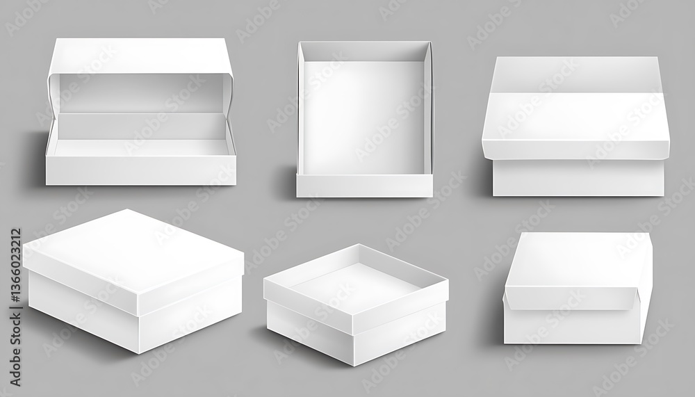 Aufkleber cardboard box on a light background. 3d rendering mock up