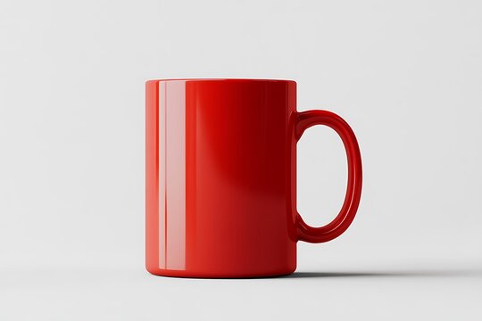 Red mug mockup on white background. 3d render illustration.