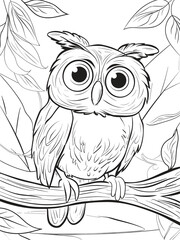 Ornate Owl Illustration - Black and White Line Art