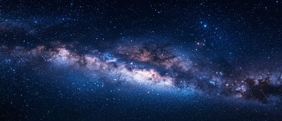 Fototapeta premium High-resolution Long Exposure Panorama of the Milky Way Galaxy with Stars and Space Dust - Ultra Wide Screen Wallpaper