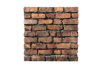 Brown brick wall Isolated on White or Transparent Background.