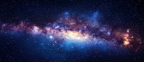 Naklejka premium High-resolution Long Exposure Panorama of the Milky Way Galaxy with Stars and Space Dust