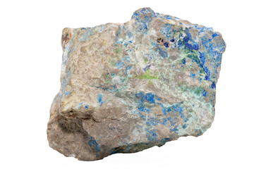 Close-up of Azurite mineral, isolated on white background