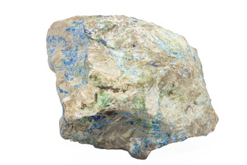 Close-up of Azurite mineral, isolated on white background