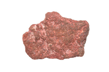 Close-up of Cinnabar mineral, isolated on white background
