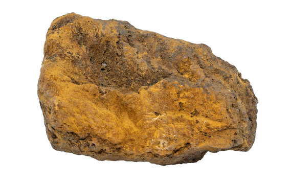 Close-up of mineral Limonite, isolated on white background