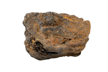 Close-up of mineral Limonite, isolated on white background