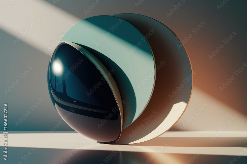 Poster modern abstract composition of circular shapes in soft earth tones with stylish lighting