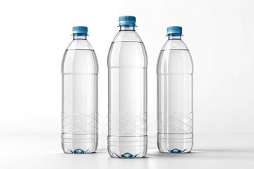 Bottles of Clear Water Displayed on a White Background Generative AI