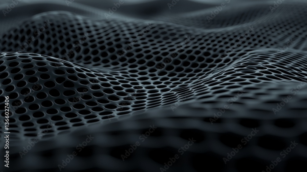 Poster mesmerizing 3d ocean wave visualization, abstract digital art in blue dynamic