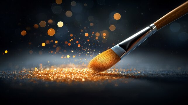 Abstract light painting photography, brush strokes in motion on dark background - Powered by Adobe