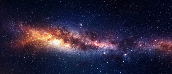 Fototapeta premium High-resolution Long Exposure Panorama of Milky Way Galaxy with Stars and Space Dust - Ultra Wide Screen Wallpaper