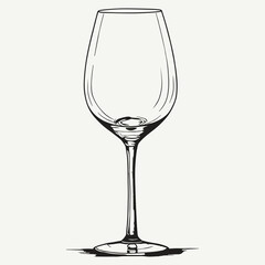 Hand-drawn Wine Glass - Simple Line Art Illustration