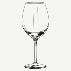 Hand-drawn Wine Glass - Simple Line Art Illustration