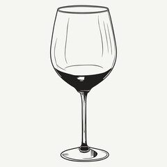 Hand-drawn Wine Glass - Simple Line Art Illustration