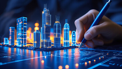 Holographic Architecture Visualization AI-Driven Smart City Design