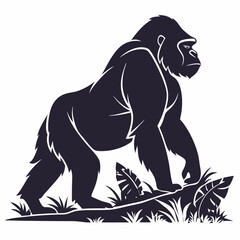 gorilla silhouette icon vector