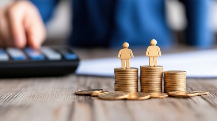 Financial planning with coins and budget sheets as a focus on family budgeting and responsible money management