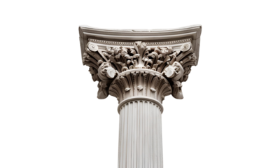 A detailed Corinthian column with intricate carvings