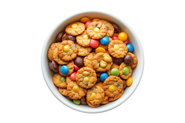 cereal cookies in a bowl Isolated on White or Transparent Background.