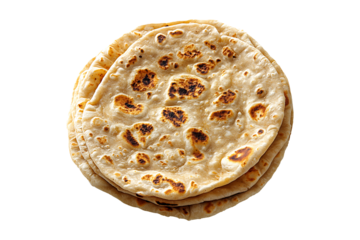 Chapati roti Isolated on White or Transparent Background.