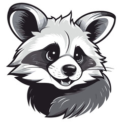 Cute Cartoon Raccoon Head - Vector Art Illustration