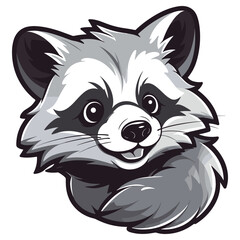 Cute Cartoon Raccoon Head - Vector Art Illustration