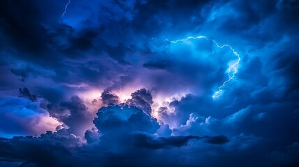 Dramatic dark stormy sky with glowing clouds, natural background