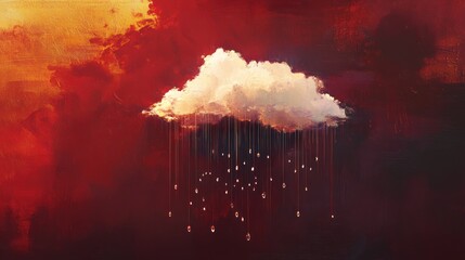 Golden rain cloud sunset art background